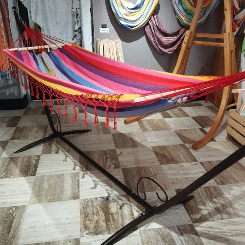 Hamac frange pour une personne, couleur rouge, rose